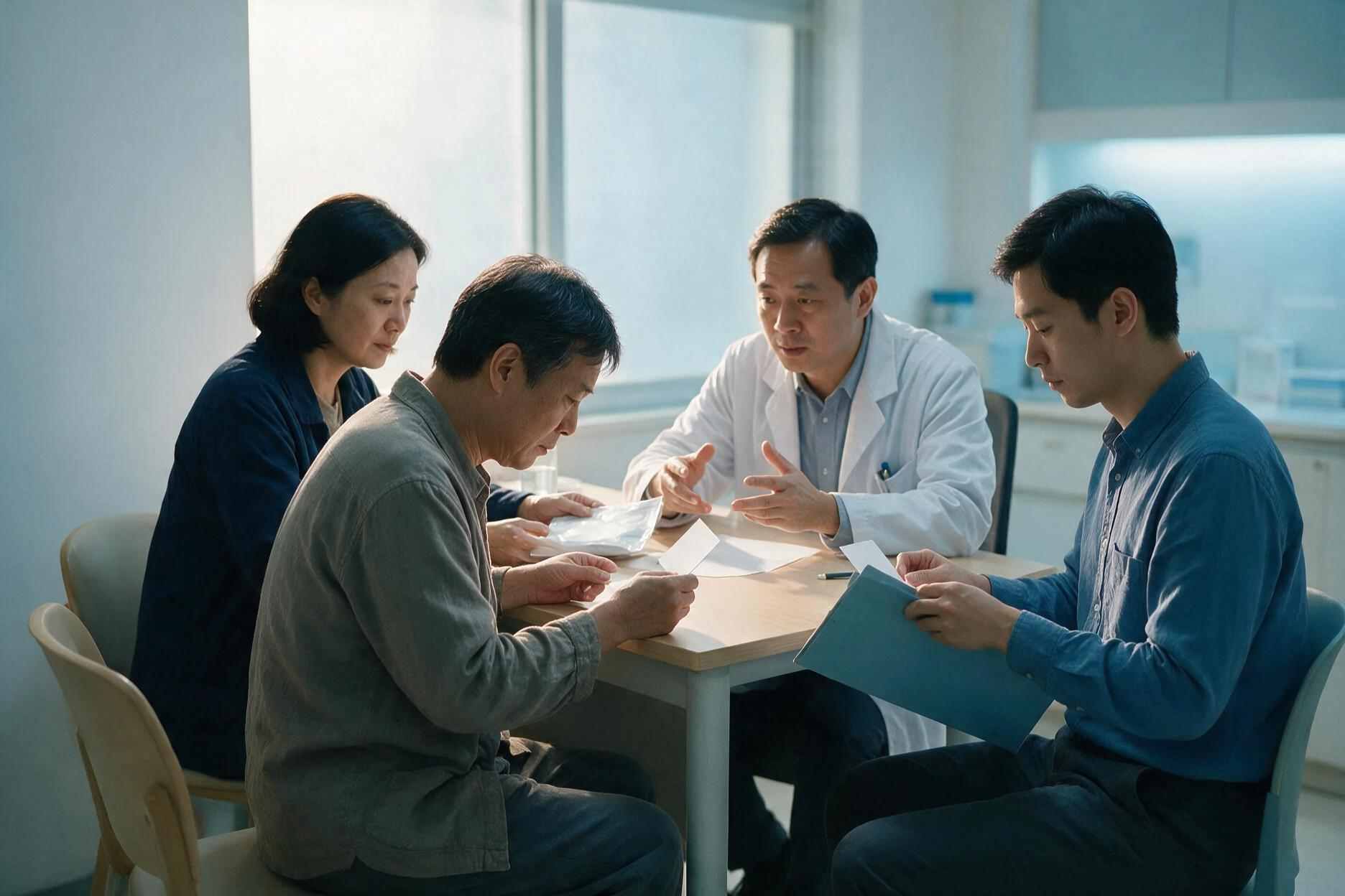 患者与家属和医生沟通后续随访安排